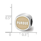 Logoart 925 Sterling Silver Purdue University Cushion-Cut Enameled Bead