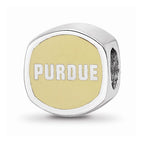 Logoart 925 Sterling Silver Purdue University Cushion-Cut Enameled Bead