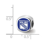 Logoart 925 Sterling Silver New York Rangers New York Rangers Banner Cushion-Cut Double Logo Bead