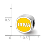 Logoart 925 Sterling Silver University Of Iowa Cushion-Cut Enameled Bead