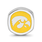 Logoart 925 Sterling Silver University Of Iowa Cushion-Cut Enameled Bead