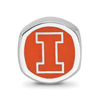 Logoart 925 Sterling Silver University Of Illinois Cushion-Cut Enameled Bead