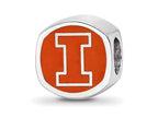 Logoart 925 Sterling Silver University Of Illinois Cushion-Cut Enameled Bead