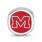 LogoArt Sterling Silver University Of Mississippi Ole Misterling Silver Cushion-Cut Double Logo Bead Charm