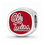 LogoArt Sterling Silver University Of Mississippi Ole Misterling Silver Cushion-Cut Double Logo Bead Charm