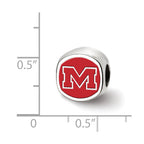 LogoArt Sterling Silver University Of Mississippi Ole Misterling Silver Cushion-Cut Double Logo Bead Charm