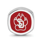 Logoart 925 Sterling Silver Univ Of South Dakota Sd Paw Print 2-sided Enameled Bead