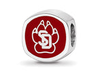 Logoart 925 Sterling Silver Univ Of South Dakota Sd Paw Print 2-sided Enameled Bead