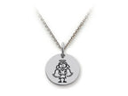 Family Values 925 Sterling Silver Angelic Girl Disc Pendant Necklace - Chain Included