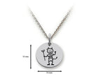 Family Values 925 Sterling Silver Devilish Boy Disc Pendant Necklace - Chain Included