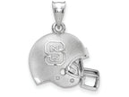 LogoArt Sterling Silver North Carolina State University ncs Block 3D Football Helmet Pendant Necklace