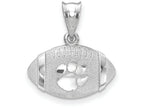 LogoArt Sterling Silver Clemson University Paw Print Primary 3D Football With Logo Pendant Necklace