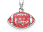 Logoart 925 Sterling Silver Univ. Of Nebraska Huskers Enameled Football Pendant