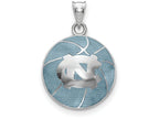 Logoart 925 Sterling Silver Univ. Of North Carolina Domed Enameled Basketball Pendant