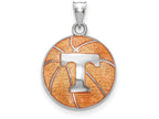 Logoart 925 Sterling Silver Univ. Of Tennessee Enameled Basketball Pendant