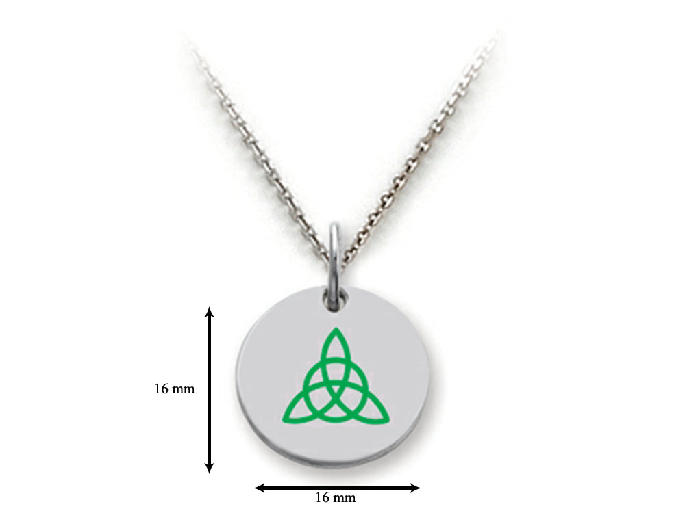 Stellar White 925 Sterling Silver Celtic Triquetra Disc Pendant Necklace - Chain Included