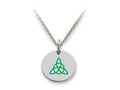 Stellar White 925 Sterling Silver Celtic Triquetra Disc Pendant Necklace - Chain Included