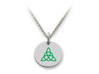 Stellar White 925 Sterling Silver Celtic Triquetra Disc Pendant Necklace - Chain Included