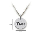 Stellar White 925 Sterling Silver Peace Disc Pendant Necklace - Chain Included