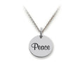 Stellar White 925 Sterling Silver Peace Disc Pendant Necklace - Chain Included