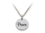 Stellar White 925 Sterling Silver Peace Disc Pendant Necklace - Chain Included