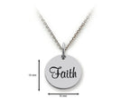 Stellar White 925 Sterling Silver Faith Disc Pendant Necklace - Chain Included
