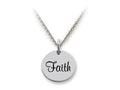 Stellar White 925 Sterling Silver Faith Disc Pendant Necklace - Chain Included