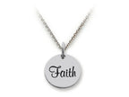 Stellar White 925 Sterling Silver Faith Disc Pendant Necklace - Chain Included