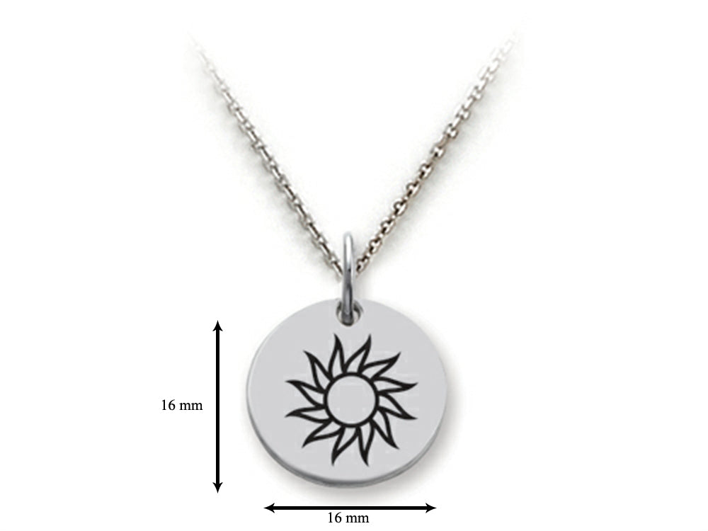 Stellar White 925 Sterling Silver Sun Disc Pendant Necklace - Chain Included