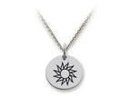 Stellar White 925 Sterling Silver Sun Disc Pendant Necklace - Chain Included