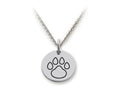 Stellar White 925 Sterling Silver Outline Paw Print Disc Pendant Necklace - Chain Included