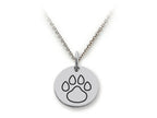 Stellar White 925 Sterling Silver Outline Paw Print Disc Pendant Necklace - Chain Included