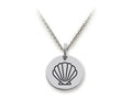 Stellar White 925 Sterling Silver Outline Shell Disc Pendant Necklace - Chain Included
