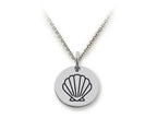 Stellar White 925 Sterling Silver Outline Shell Disc Pendant Necklace - Chain Included