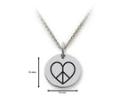 Stellar White 925 Sterling Silver Peace Heart Disc Pendant Necklace - Chain Included