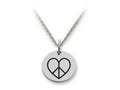 Stellar White 925 Sterling Silver Peace Heart Disc Pendant Necklace - Chain Included