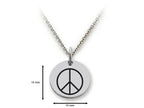 Stellar White 925 Sterling Silver Peace Sign Disc Pendant Necklace - Chain Included