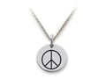 Stellar White 925 Sterling Silver Peace Sign Disc Pendant Necklace - Chain Included