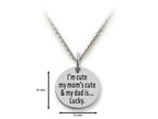 Stellar White 925 Sterling Silver I'm Cute Disc Pendant Necklace - Chain Included
