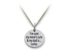 Stellar White 925 Sterling Silver I'm Cute Disc Pendant Necklace - Chain Included