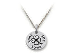 Stellar White 925 Sterling Silver Love, Joy, Luck Disc Pendant Necklace - Chain Included
