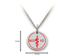 Stellar White 925 Sterling Silver MED ID Medium Disc Pendant Necklace - Chain Included