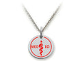 Stellar White 925 Sterling Silver MED ID Medium Disc Pendant Necklace - Chain Included