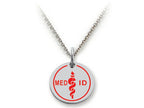 Stellar White 925 Sterling Silver MED ID Medium Disc Pendant Necklace - Chain Included