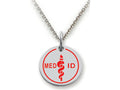 Stellar White 925 Sterling Silver MED ID Large Disc Pendant Necklace - Chain Included