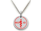 Stellar White 925 Sterling Silver MED ID Large Disc Pendant Necklace - Chain Included