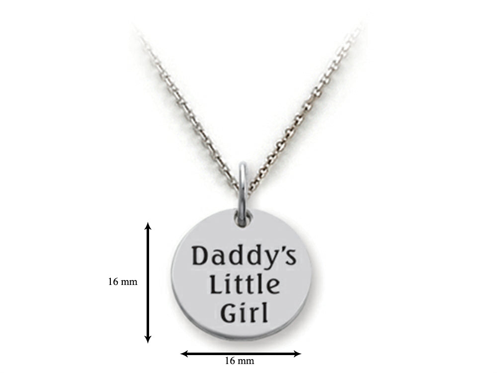 Stellar White 925 Sterling Silver Daddy's Little Girl Disc Pendant Necklace - Chain Included