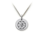 Stellar White 925 Sterling Silver Basketball Disc Pendant Necklace - Chain Included