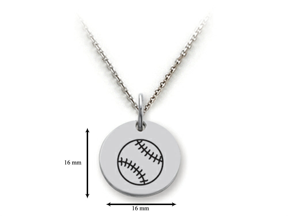Stellar White 925 Sterling Silver Baseball Disc Pendant Necklace - Chain Included