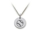 Stellar White 925 Sterling Silver Baseball Disc Pendant Necklace - Chain Included